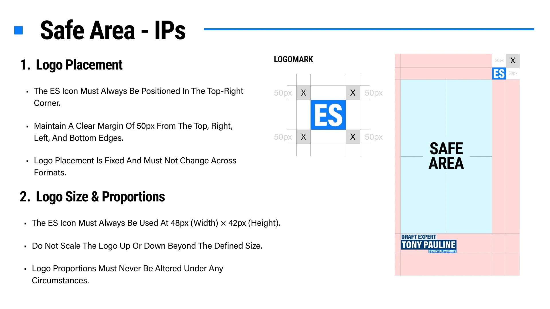 Video IP logo placement and safe area